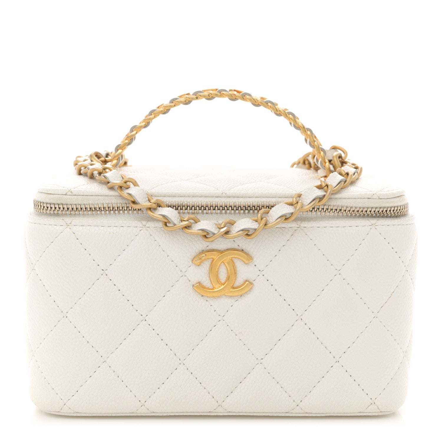 Chanel Shiny Caviar Quilted Pick Me Up Vanity Case White 1 of 17