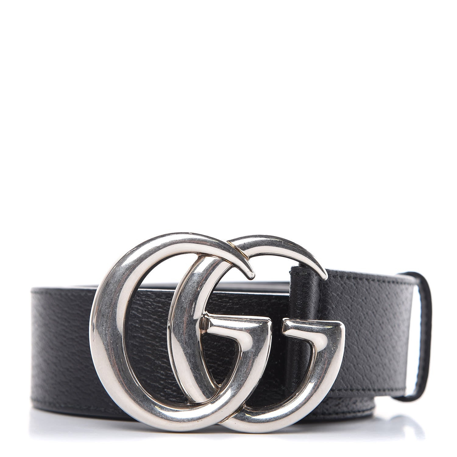 Gucci Textured Dollar Calfskin Nickel Double G 40mm Belt 95 38 Black 1 of 6