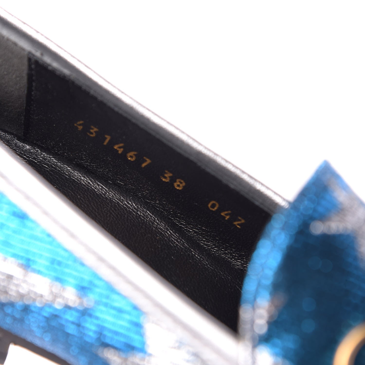 Gucci Lurex Calfskin Starry Sky Womens Jordaan Loafers 38 Bluette Silver 9 of 10