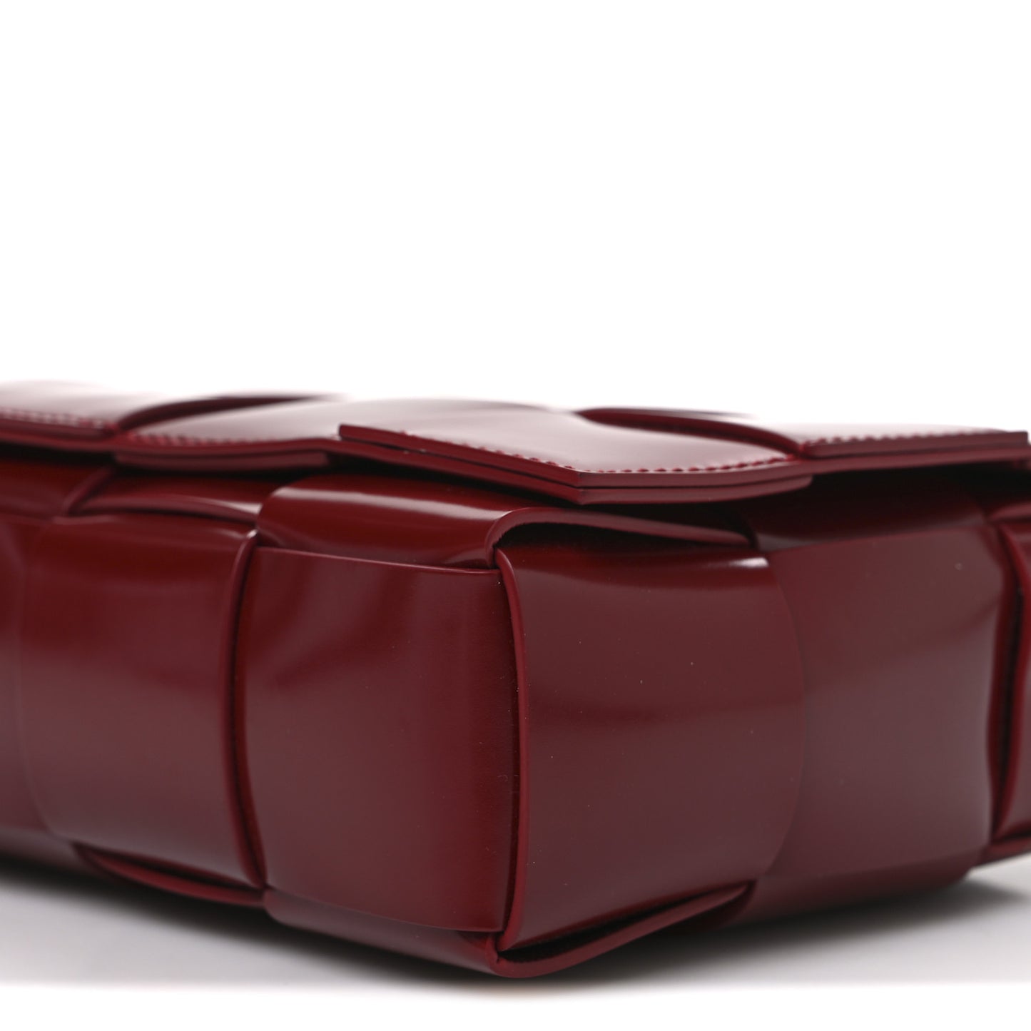 Patent Maxi Intrecciato Cassette Crossbody Bag Red