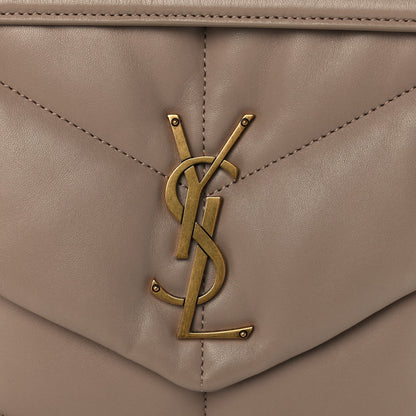 Saint Laurent Lambskin Quilted Medium Loulou Puffer Monogram Chain Satchel Dark Beige 8 of 11