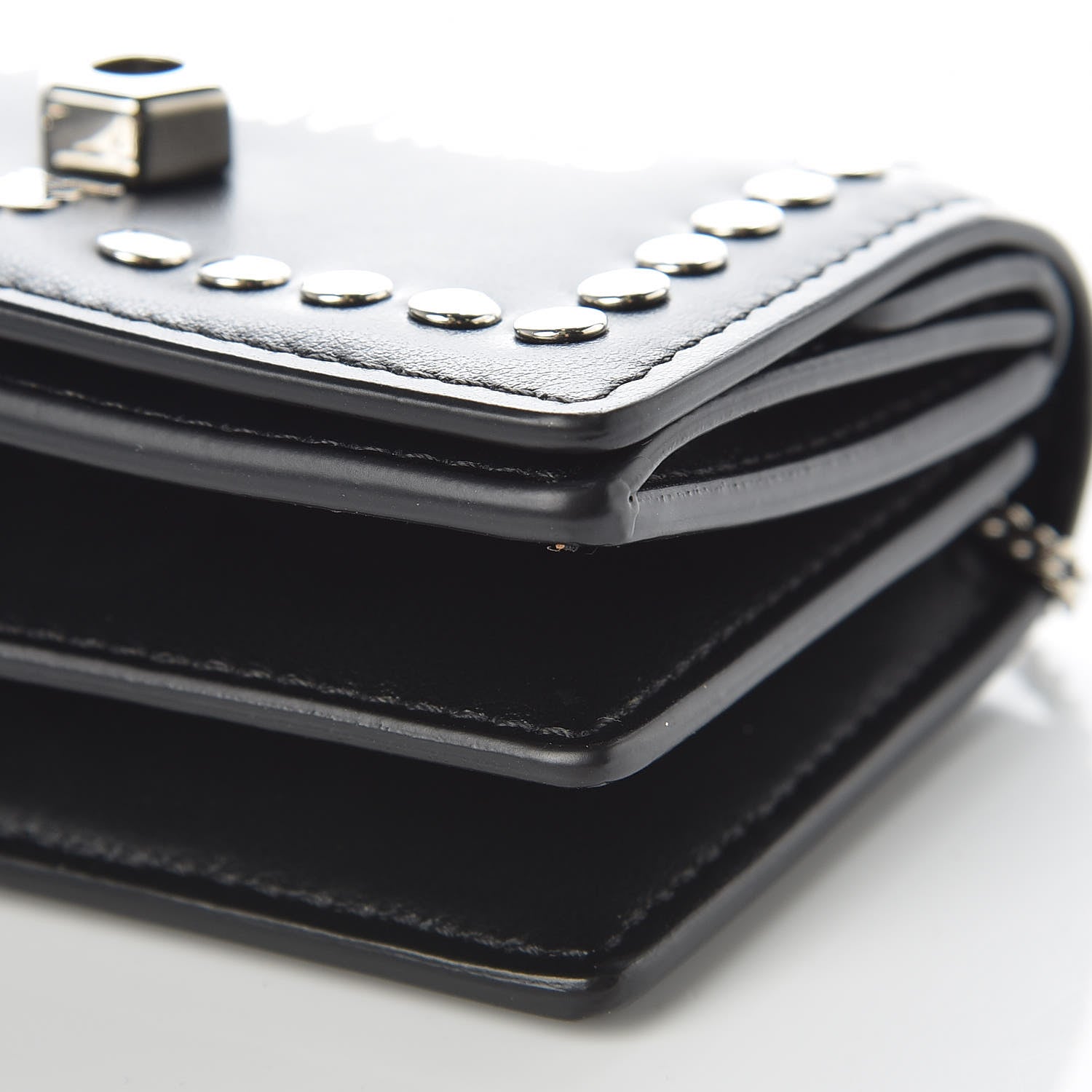 Burberry Calfskin Studded Jessie Chain Card Case Black 10 of 10