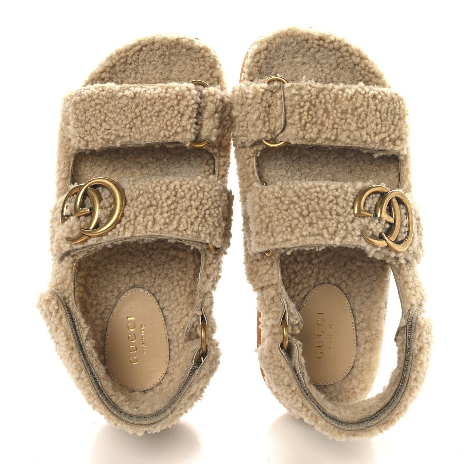 Gucci Merino Wool Interlocking G Dad Sandals 37.5 Butterscotch 2 of 10