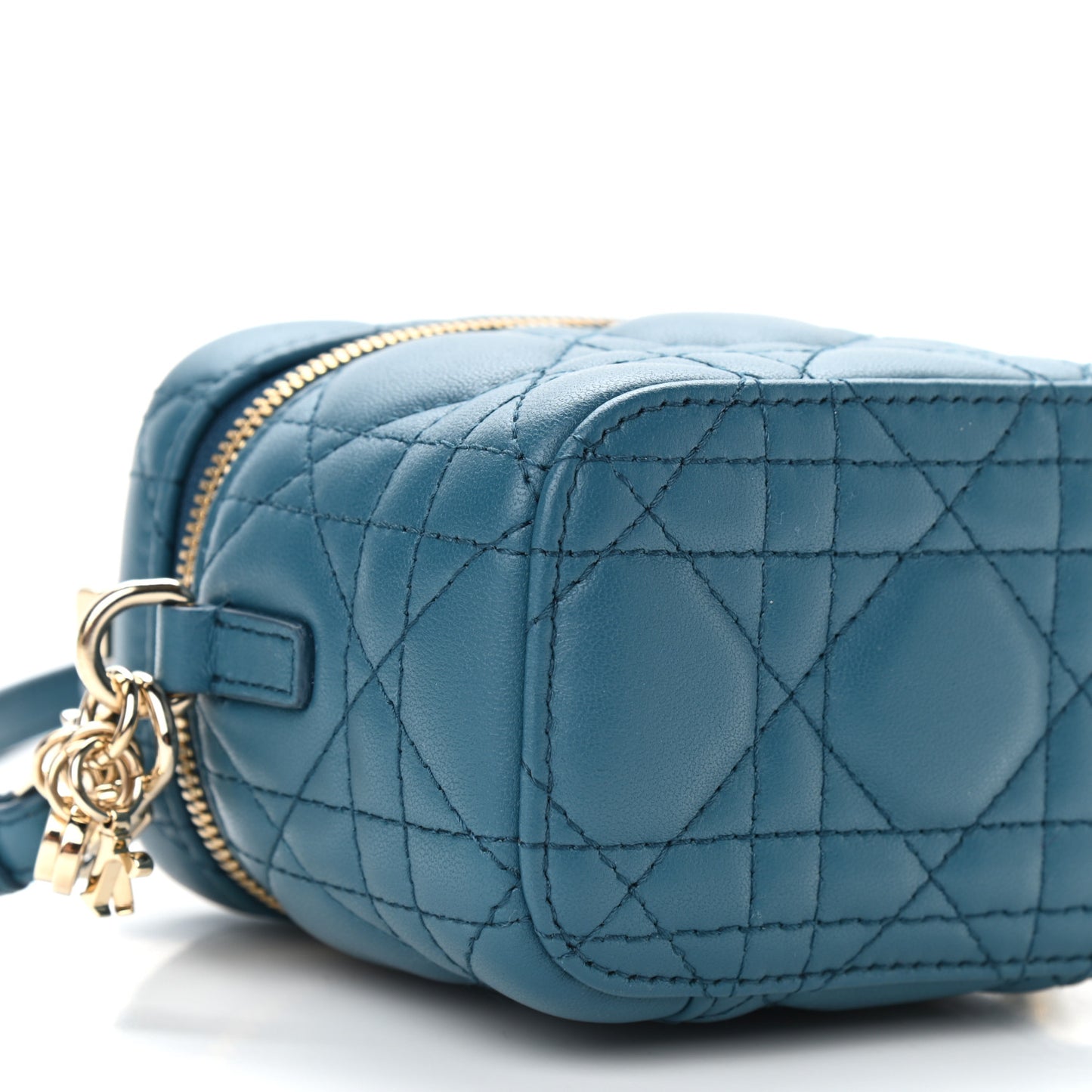 Lambskin Cannage Micro Lady Dior Vanity Case Blue