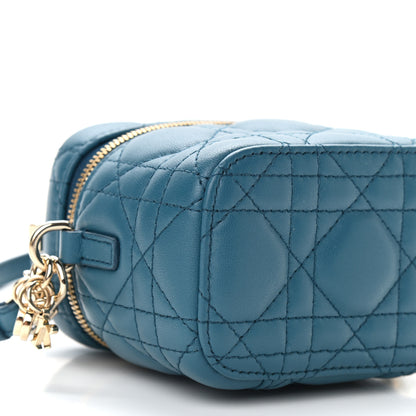 Christian Dior Lambskin Cannage Micro Lady Dior Vanity Case Blue 7 of 8