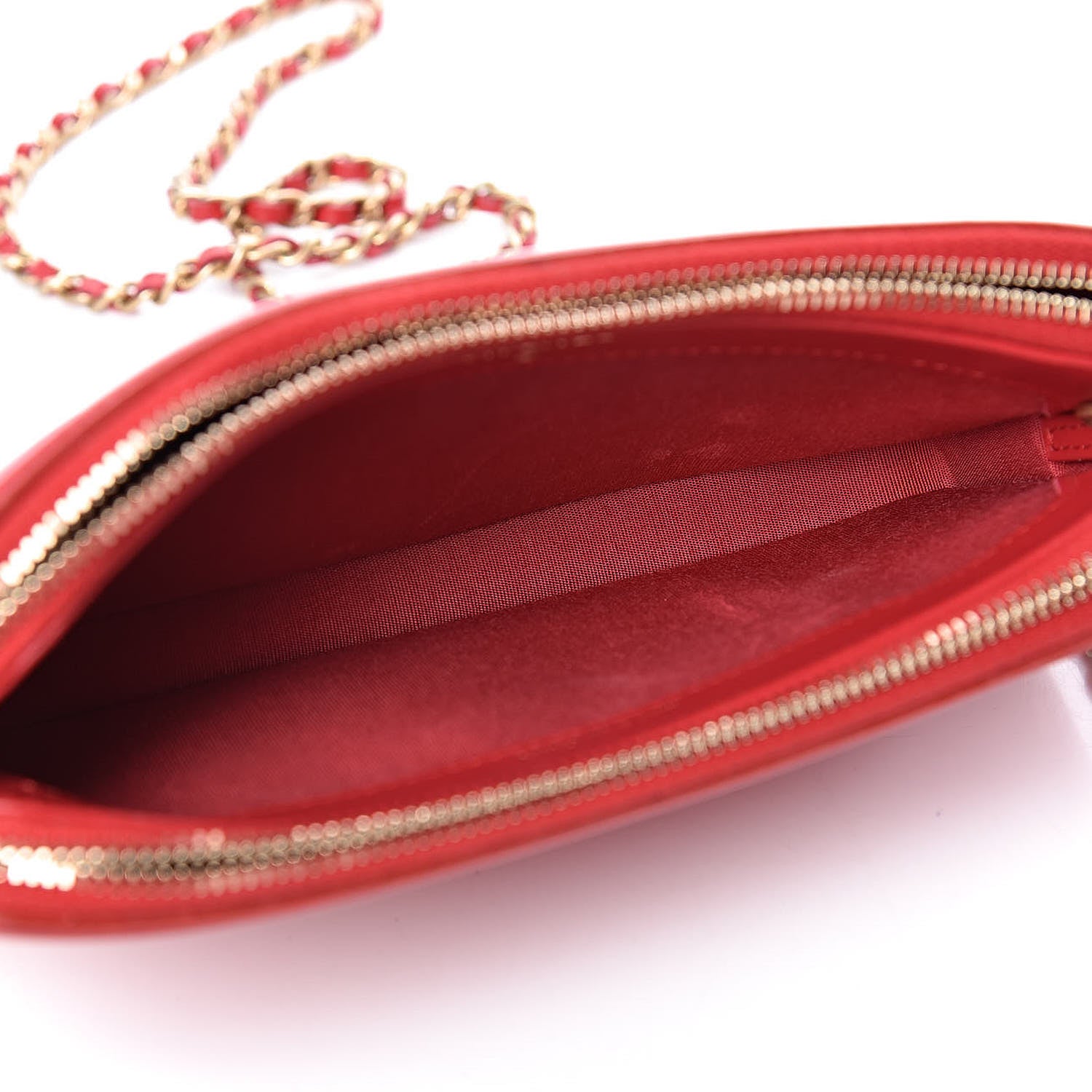 Chanel Caviar Quilted CC Filigree Clutch With Chain Red 7 of 13