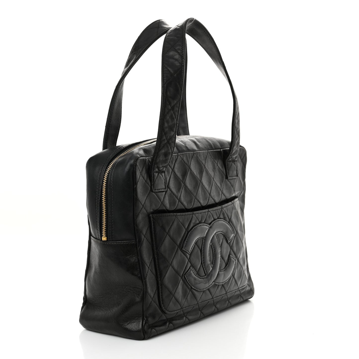 Lambskin Quilted CC Pocket Tote Black