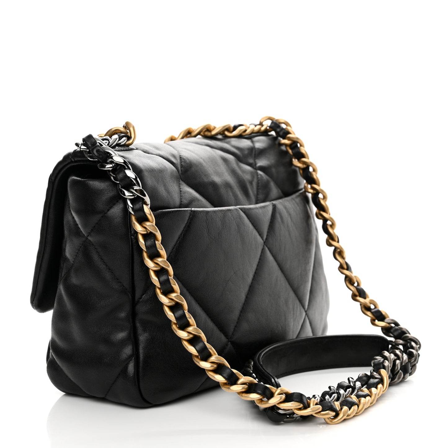 Lambskin Quilted Medium Chanel 19 Flap Black
