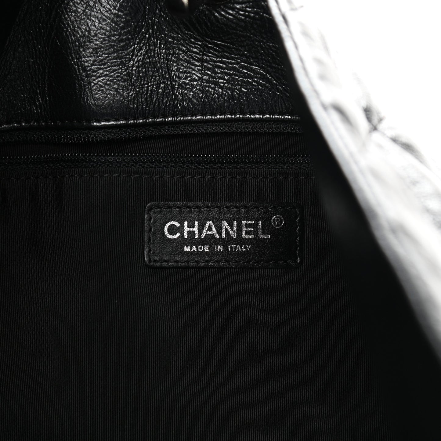 Metallic Crackled Calfskin Quilted Large Big Bang Hobo Black
