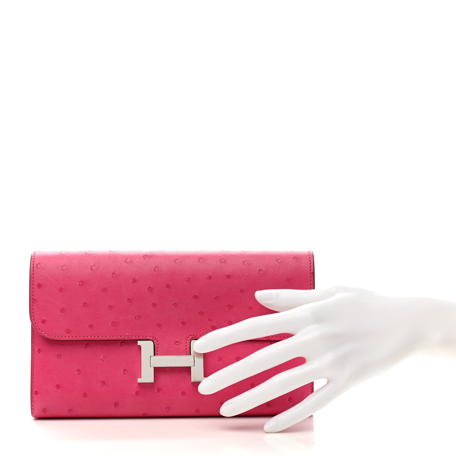 Hermes Ostrich Constance Long Wallet Rose Tyrien 1759490