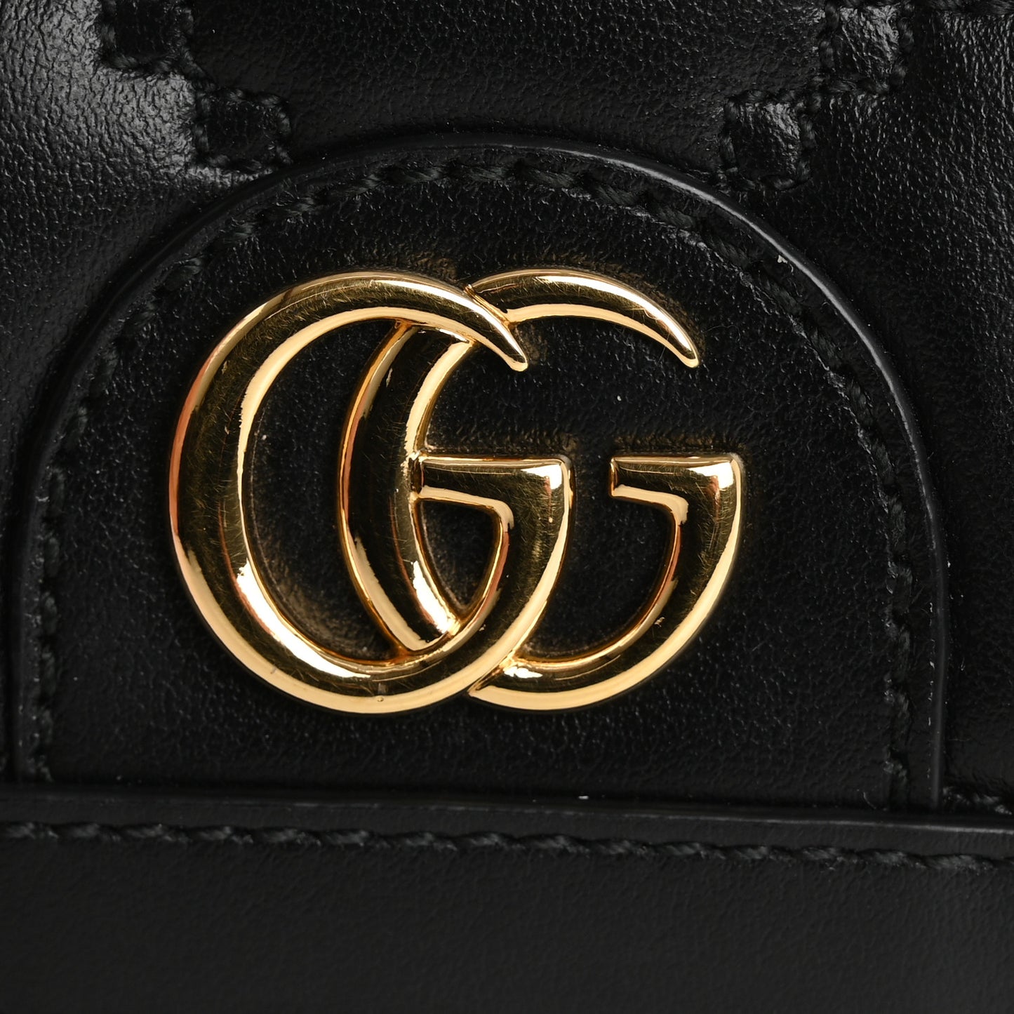 Calfskin GG Matelasse Card Case Wallet Black