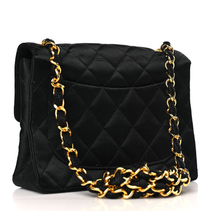 Chanel Satin Quilted Mini Square Flap Black 3 of 9