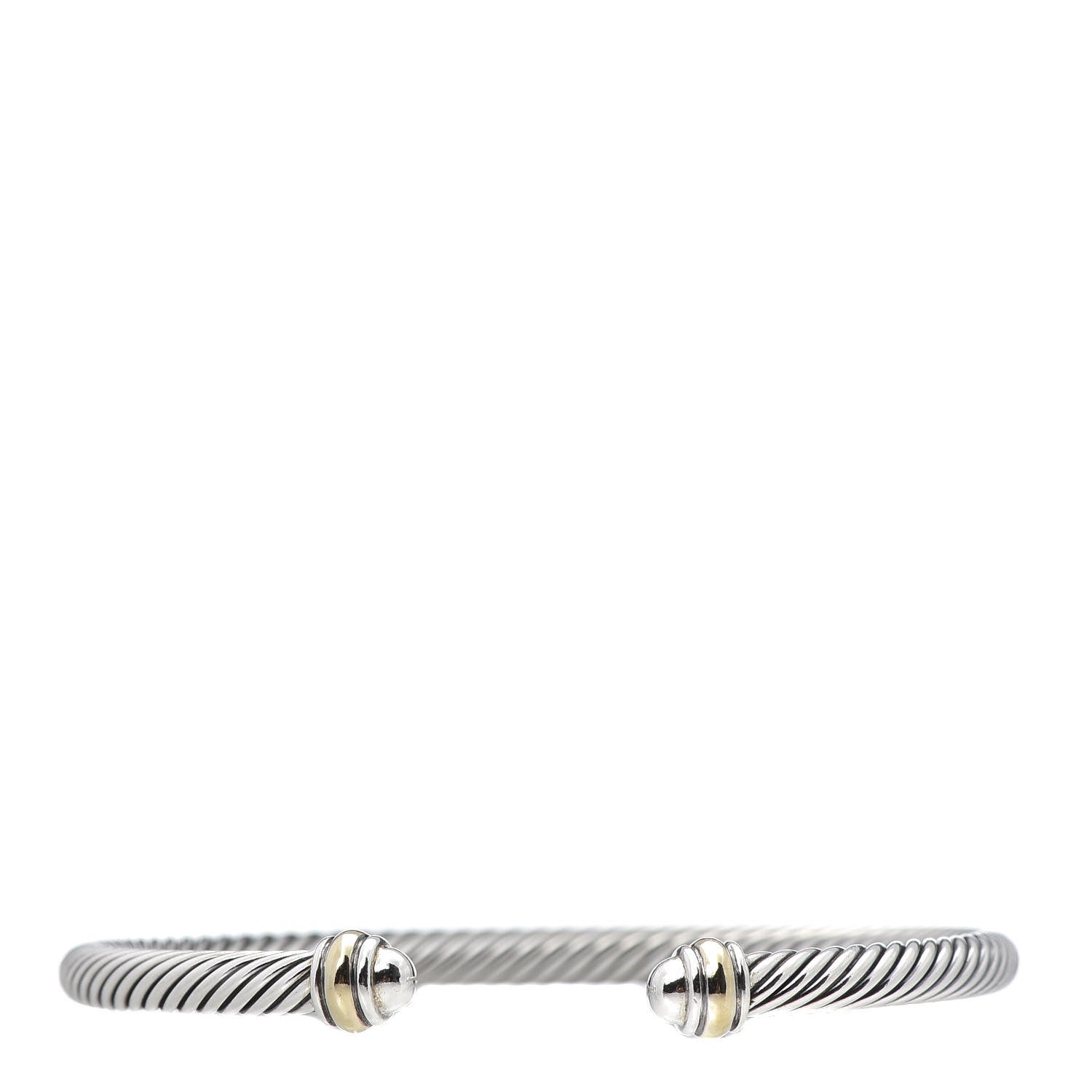 David Yurman Sterling Silver 18K Yellow Gold 4mm Cable Classics Bracelet 1 of 5