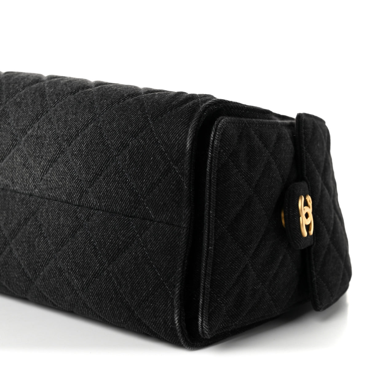 Washed Denim Quilted Small Chanel 25 Handbag Black