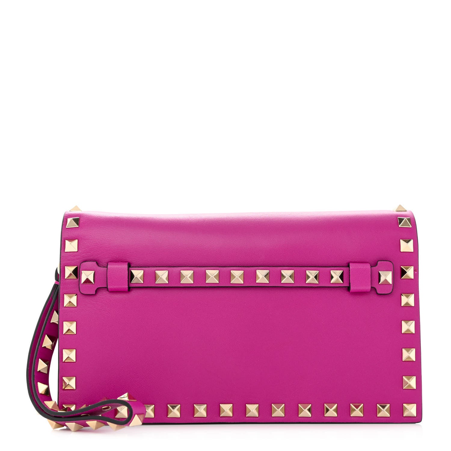 Valentino Garavani Nappa Small Rockstud Wristlet Clutch Fuxia 1 of 10