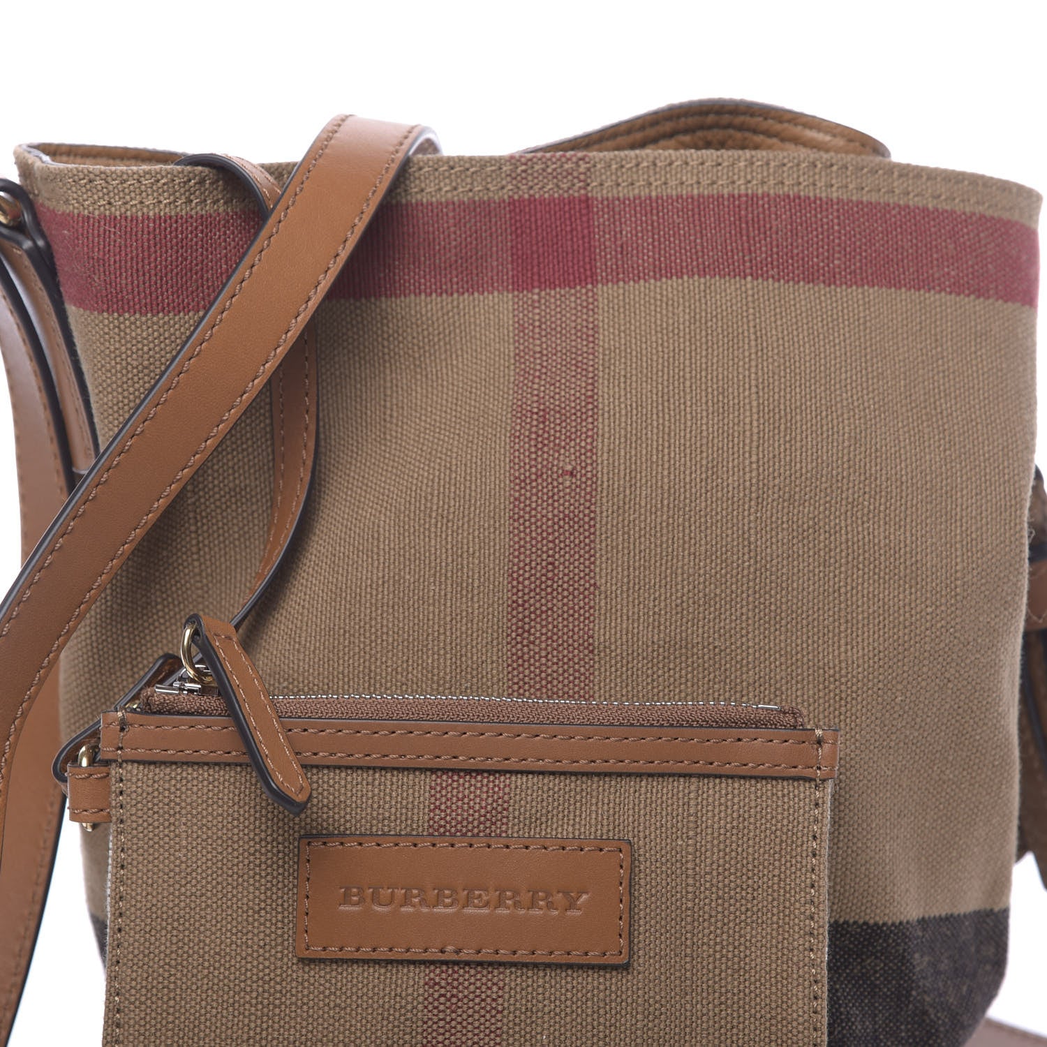 Burberry Canvas Mega Check Mini Ashby Tassel Crossbody Saddle Brown 10 of 12