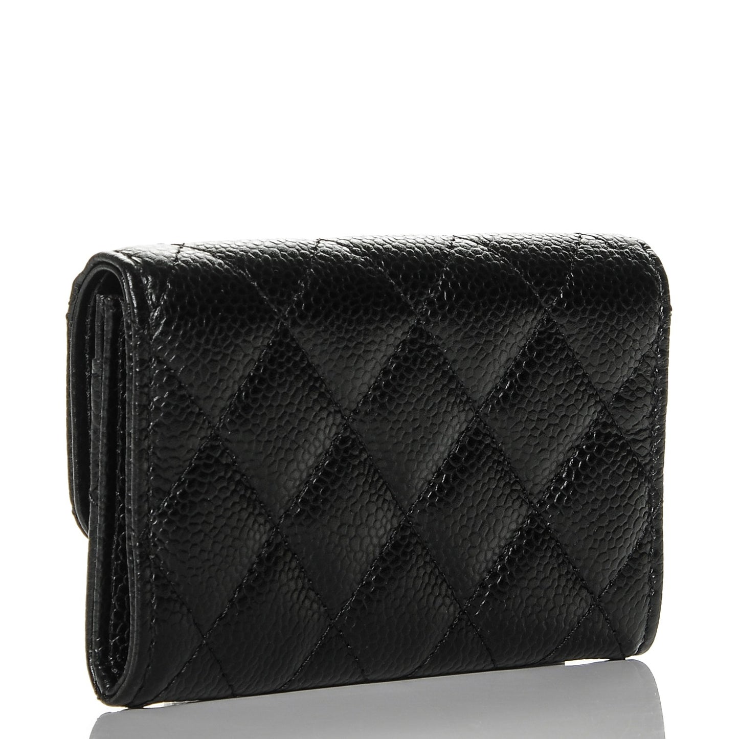 Caviar Quilted Flap Card Holder Black