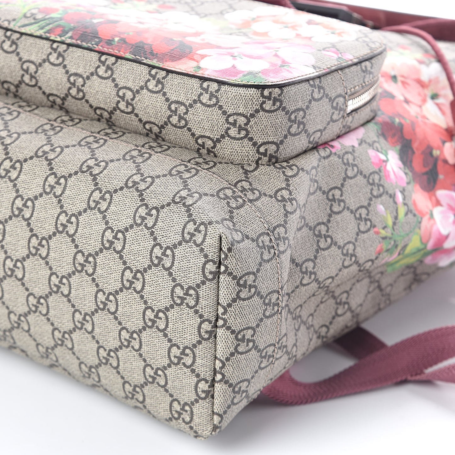 GG Supreme Monogram Blooms Medium Single Buckle Backpack Beige Multicolor Dry Rose