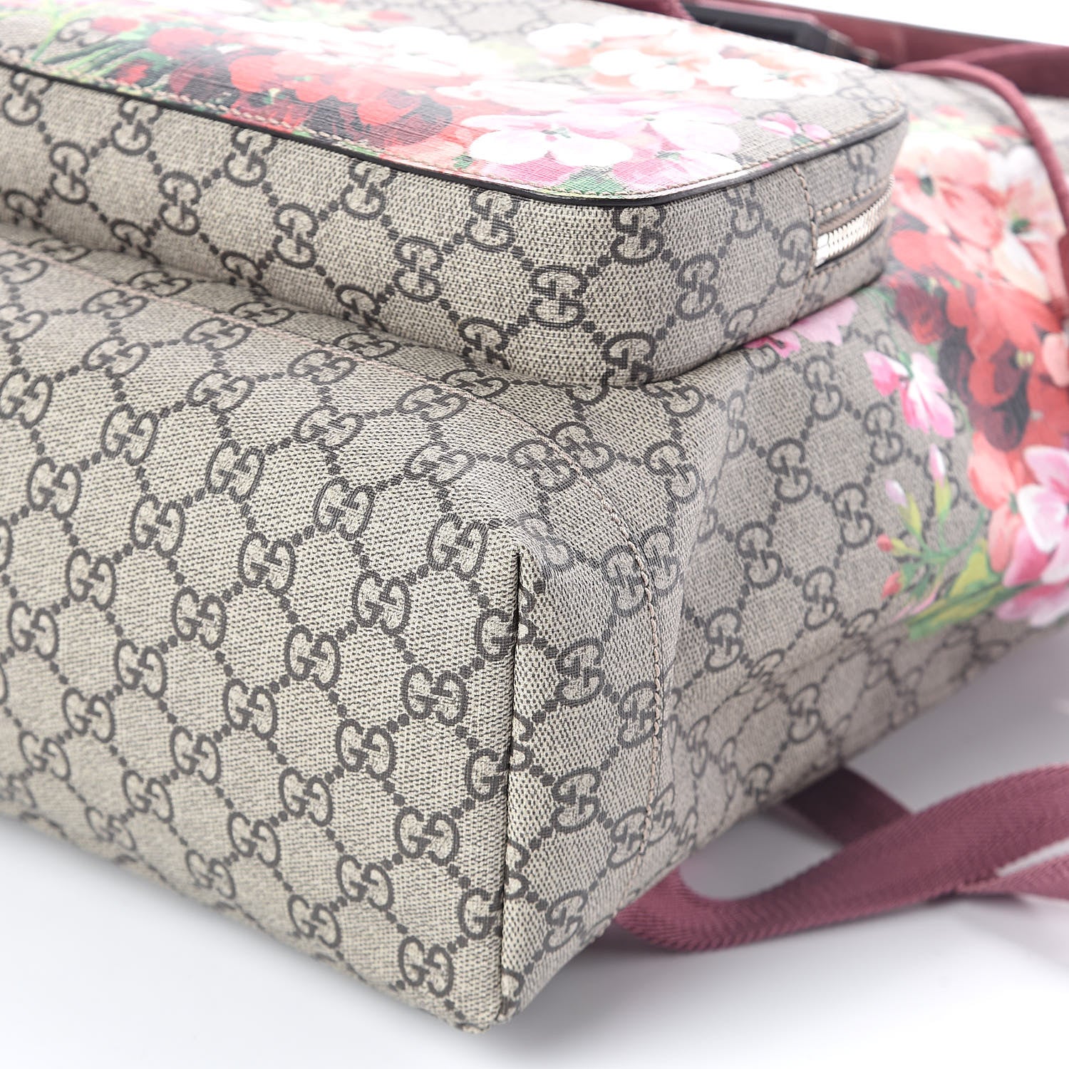 Gucci GG Supreme Monogram Blooms Medium Single Buckle Backpack Beige Multicolor Dry Rose 9 of 9