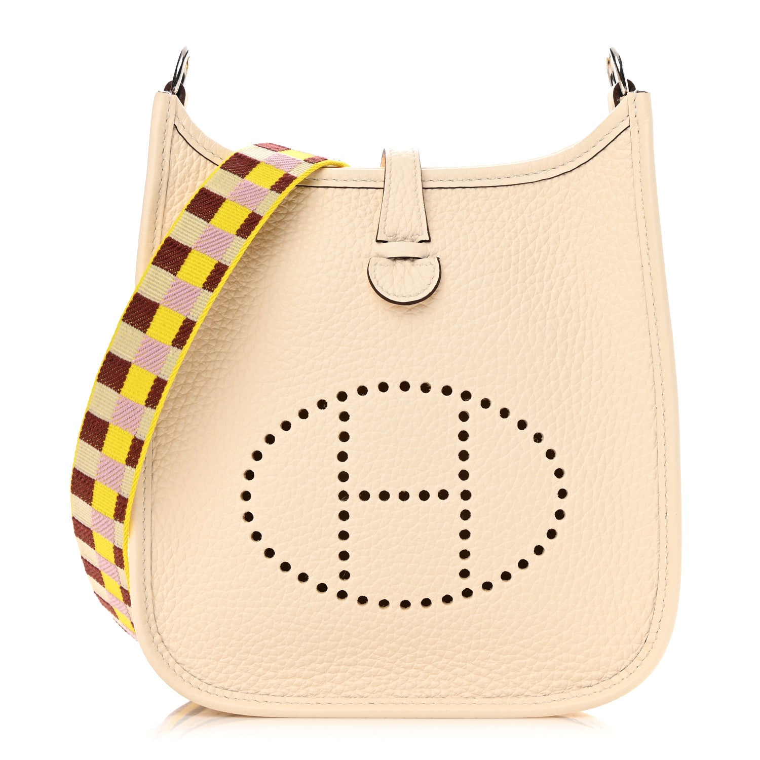 Hermes Taurillon Clemence Maxi Quadrille Evelyne TPM Nata Citron Rouge H Mauve Sylvestre 1 of 11