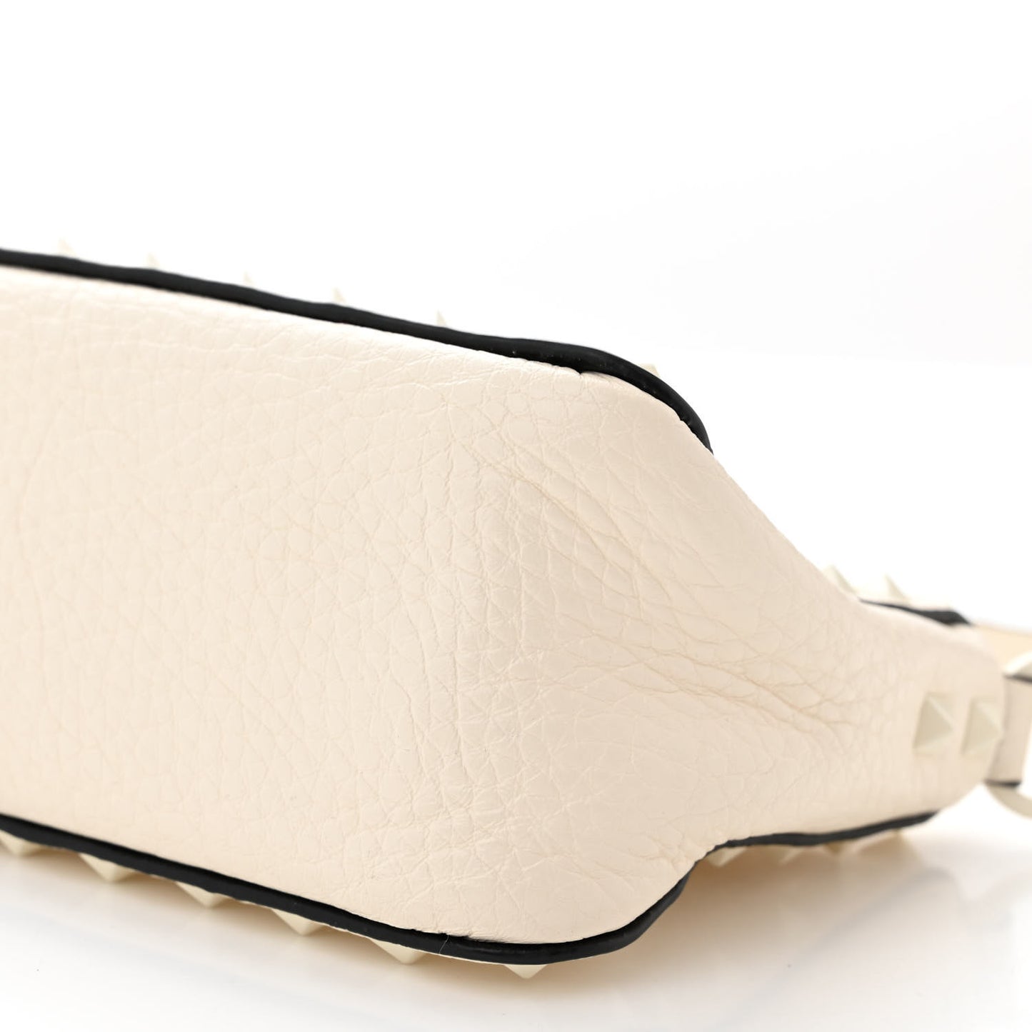 Pebbled Calfskin Enamel Monochrome Small Rockstud Flip Lock Shoulder Bag Light Ivory