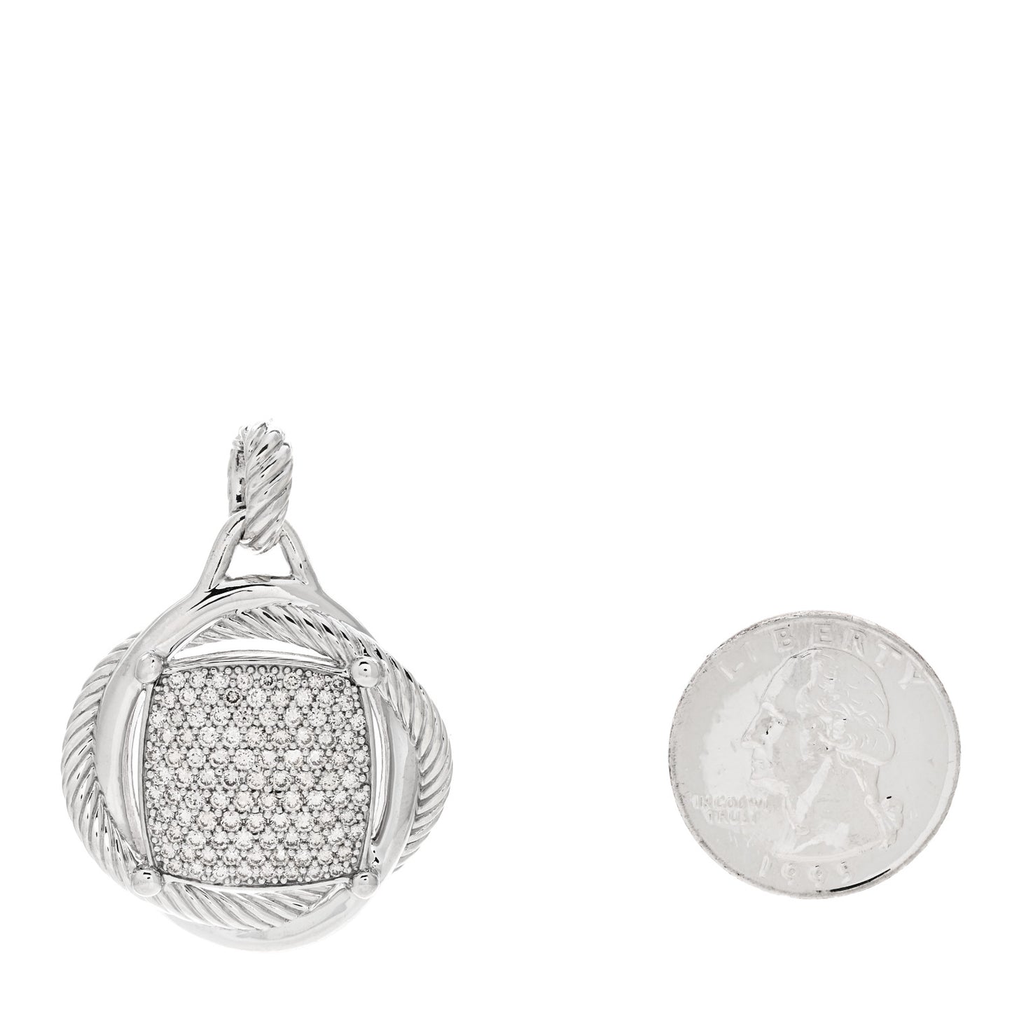 Sterling Silver Diamond 32mm Large Infinity Pendant