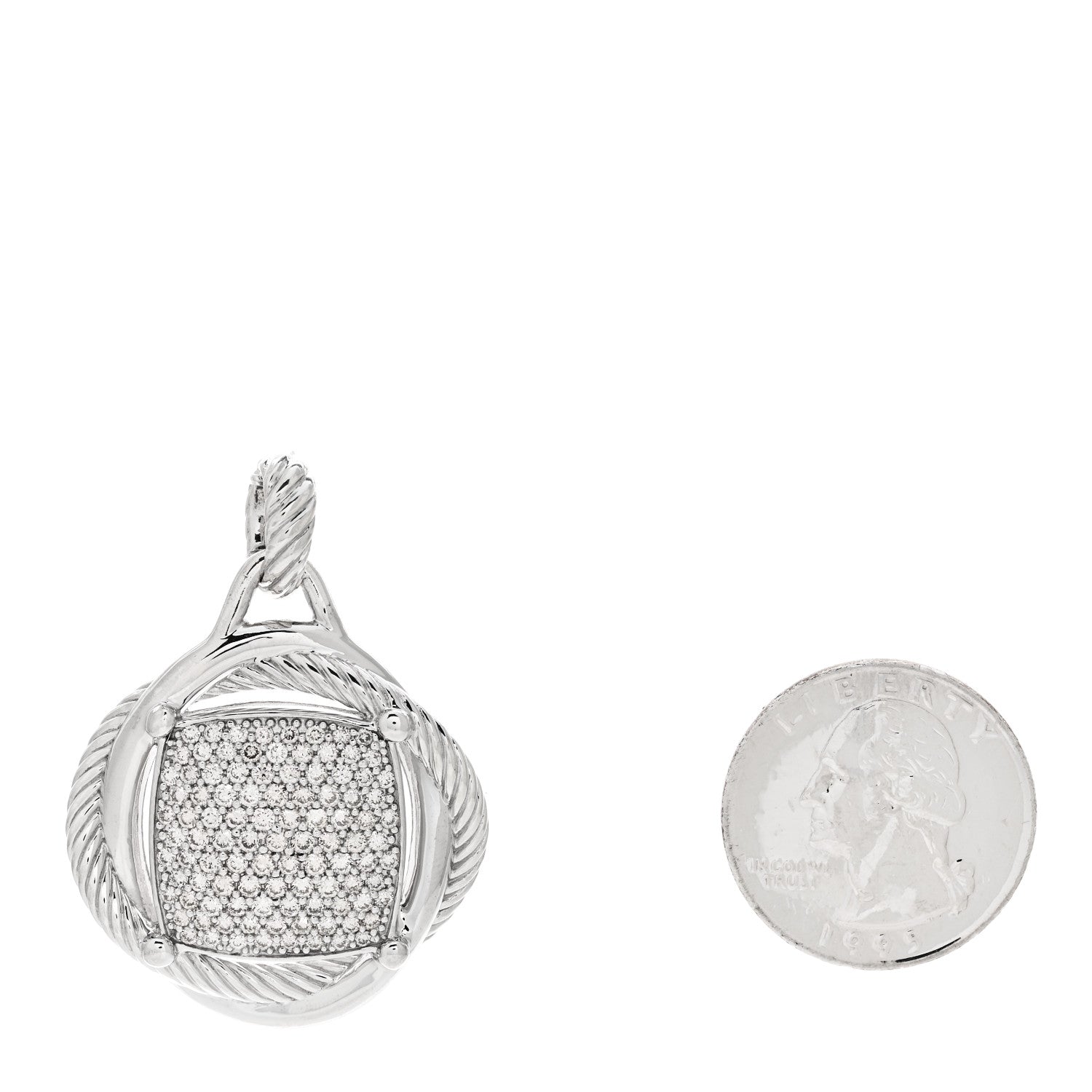 David Yurman Sterling Silver Diamond 32mm Large Infinity Pendant 2 of 4