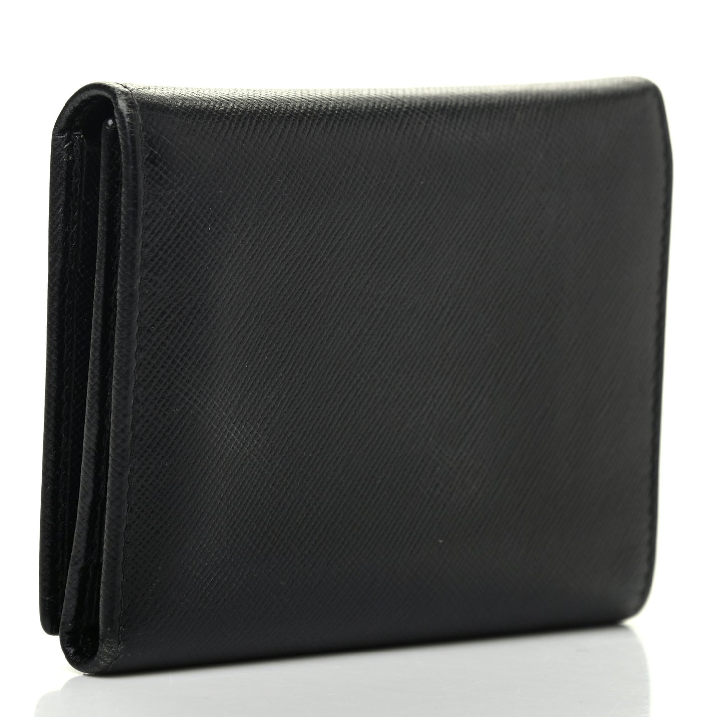 Saffiano Metal Tri-Fold Wallet Black
