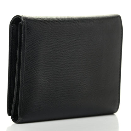 Prada Saffiano Metal Tri-Fold Wallet Black 3 of 8
