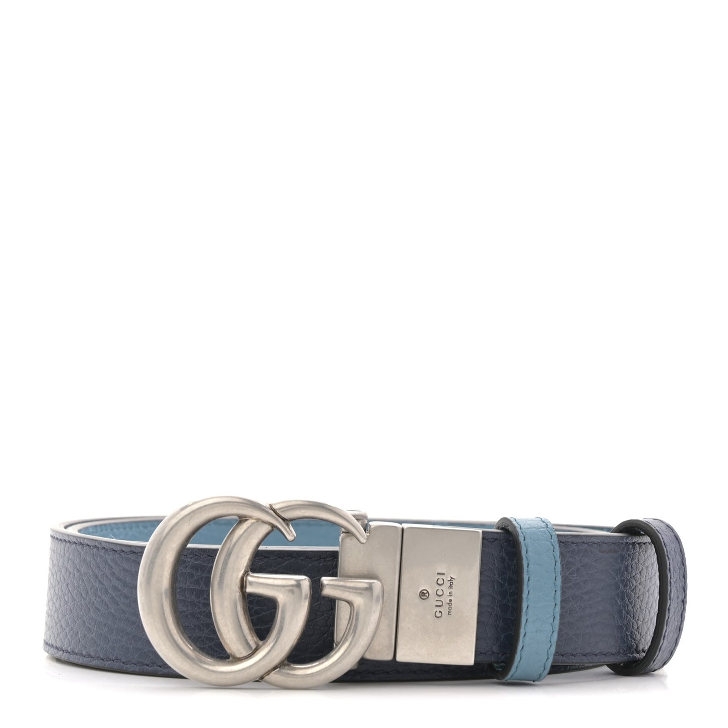 Calfskin Double G Reversible 37mm Belt 85 34 Petroleum Blue