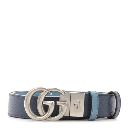 Gucci Calfskin Double G Reversible 37mm Belt 85 34 Petroleum Blue 1 of 5