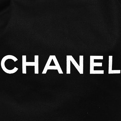 Chanel Canvas Drawstring Backpack Black White 7 of 9