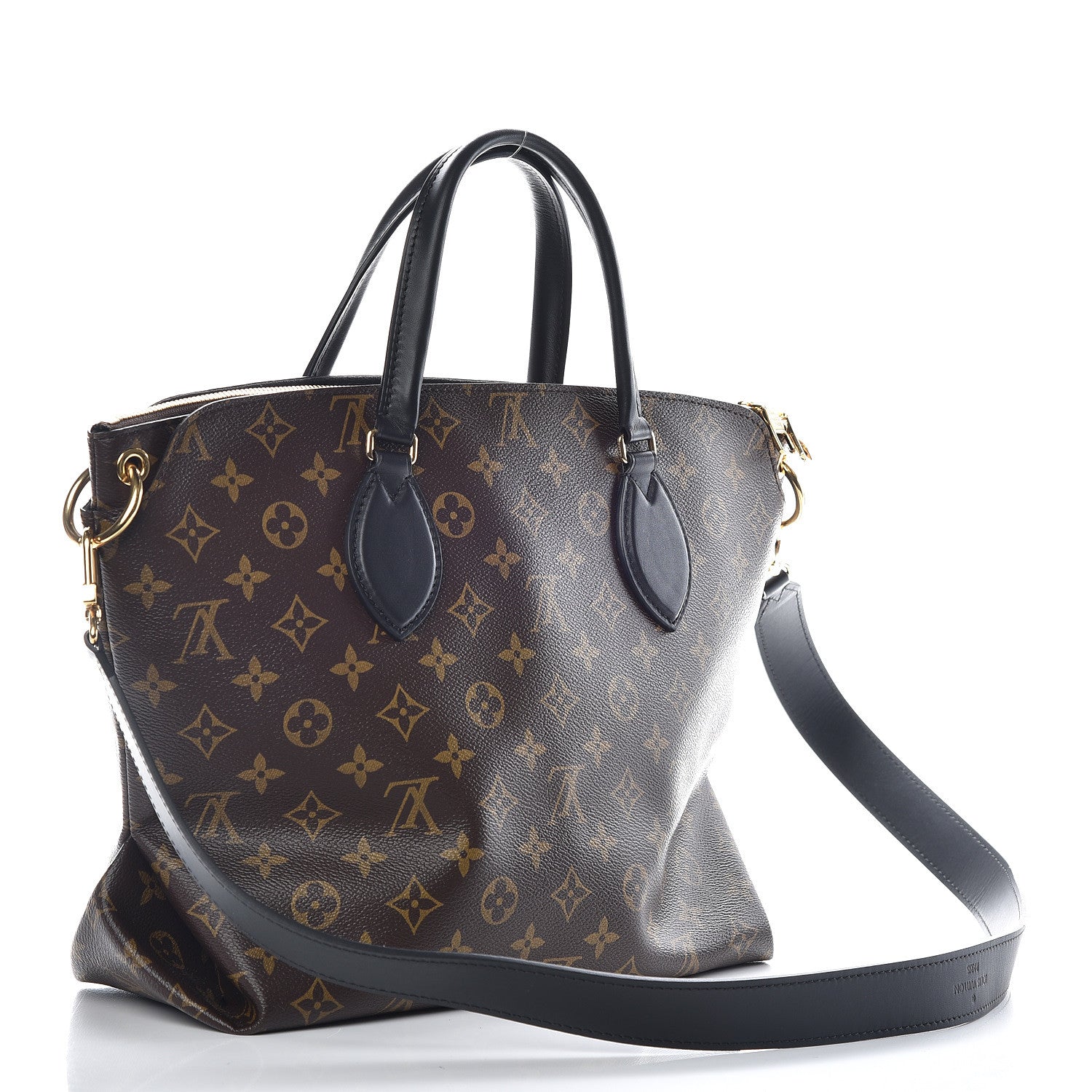 Louis Vuitton Monogram Flower Zipped Tote MM Black 3 of 9