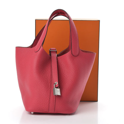 Hermes Taurillon Clemence Picotin Lock 18 PM Rose Extreme 11 of 11