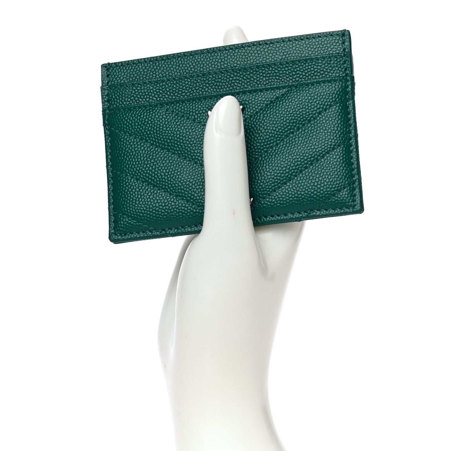 Grain De Poudre Matelasse Chevron Monogram Credit Card Case Malachite