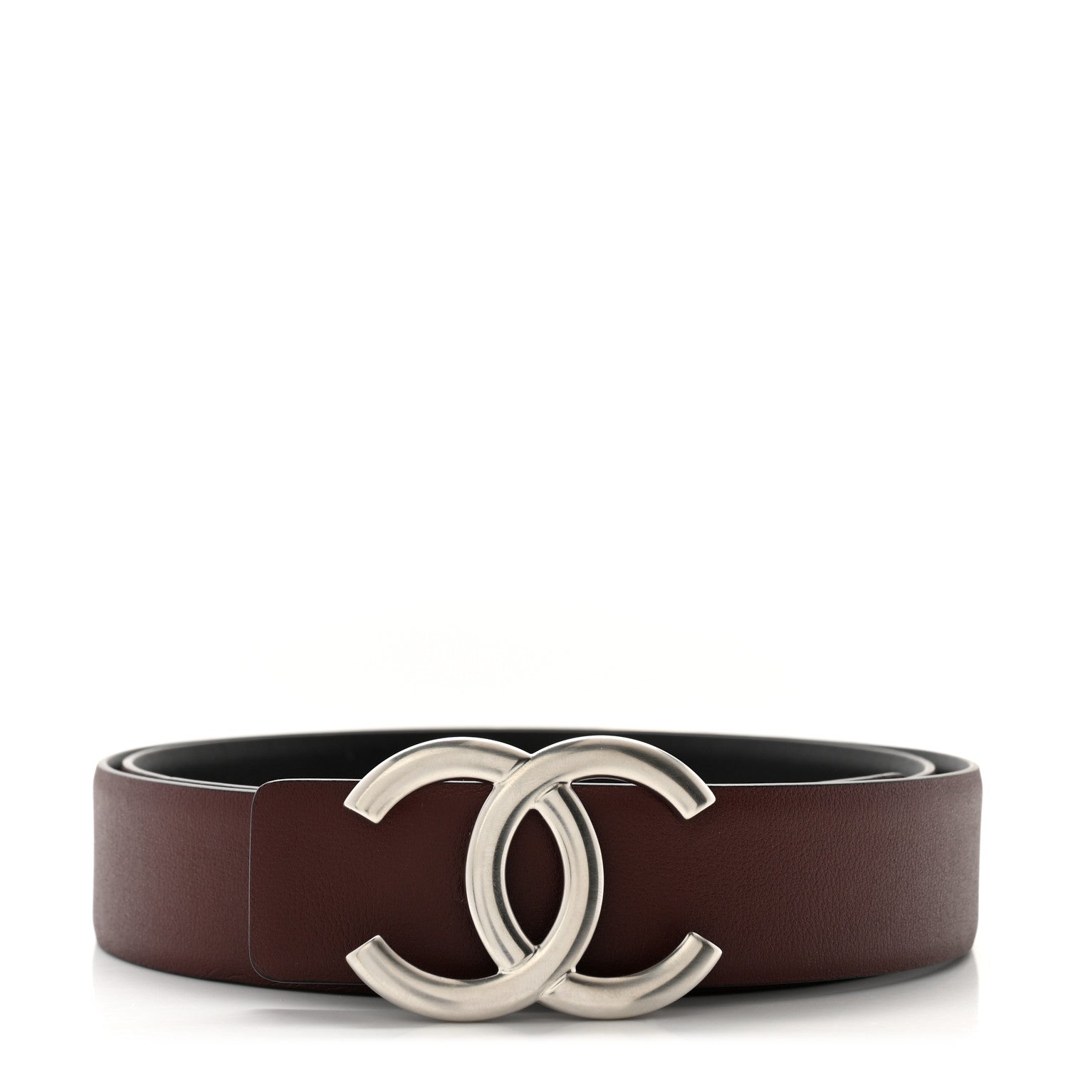 Chanel Calfskin CC Reversible Belt 85 34 Black Burgundy 1 of 8