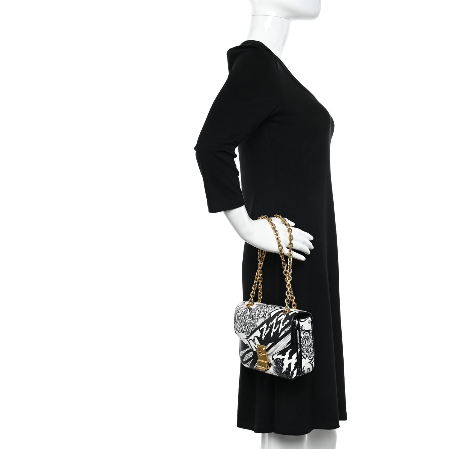 x Christian Marclay Calfskin Zzhaa Printed Small C Bag Black White