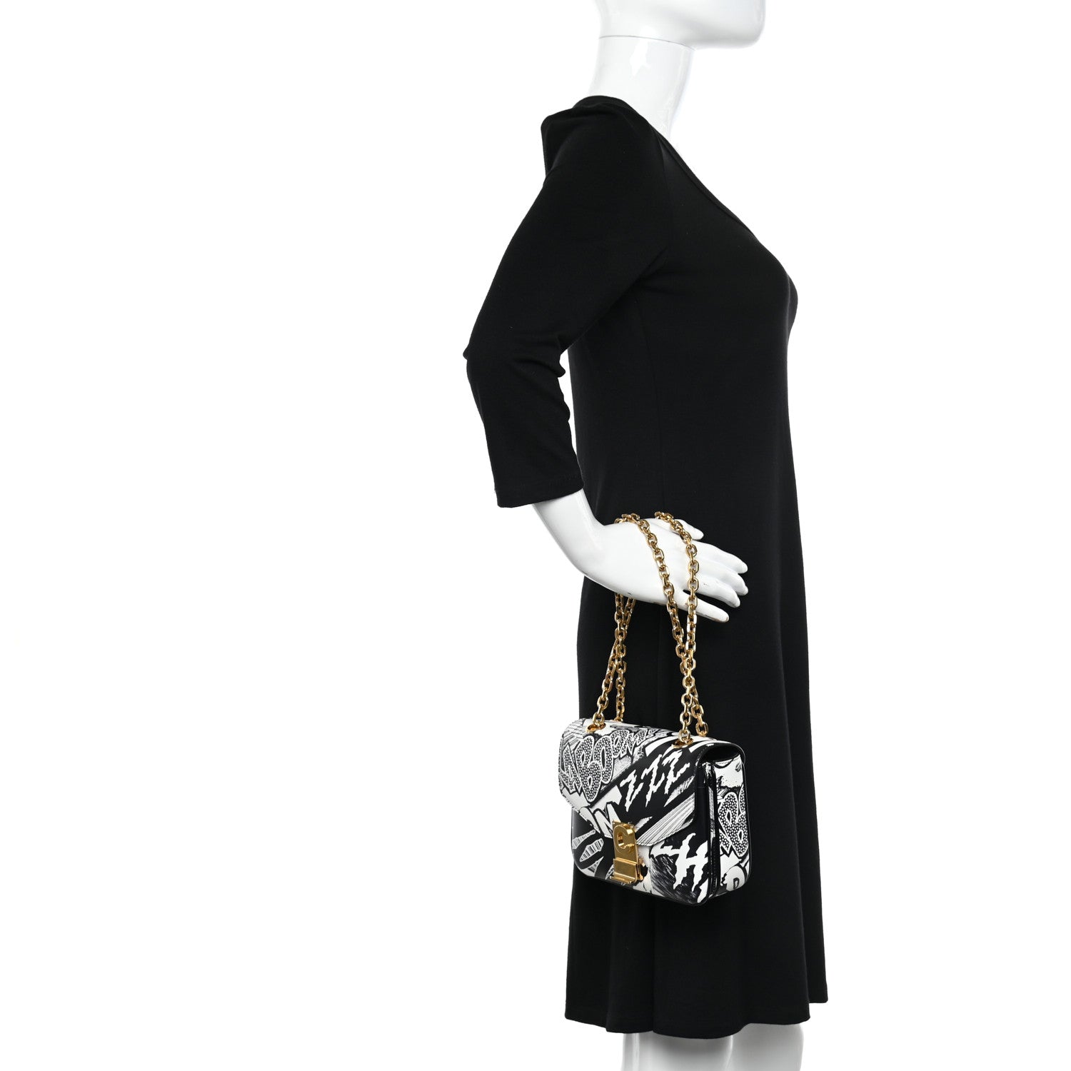 Celine x Christian Marclay Calfskin Zzhaa Printed Small C Bag Black White 2 of 11
