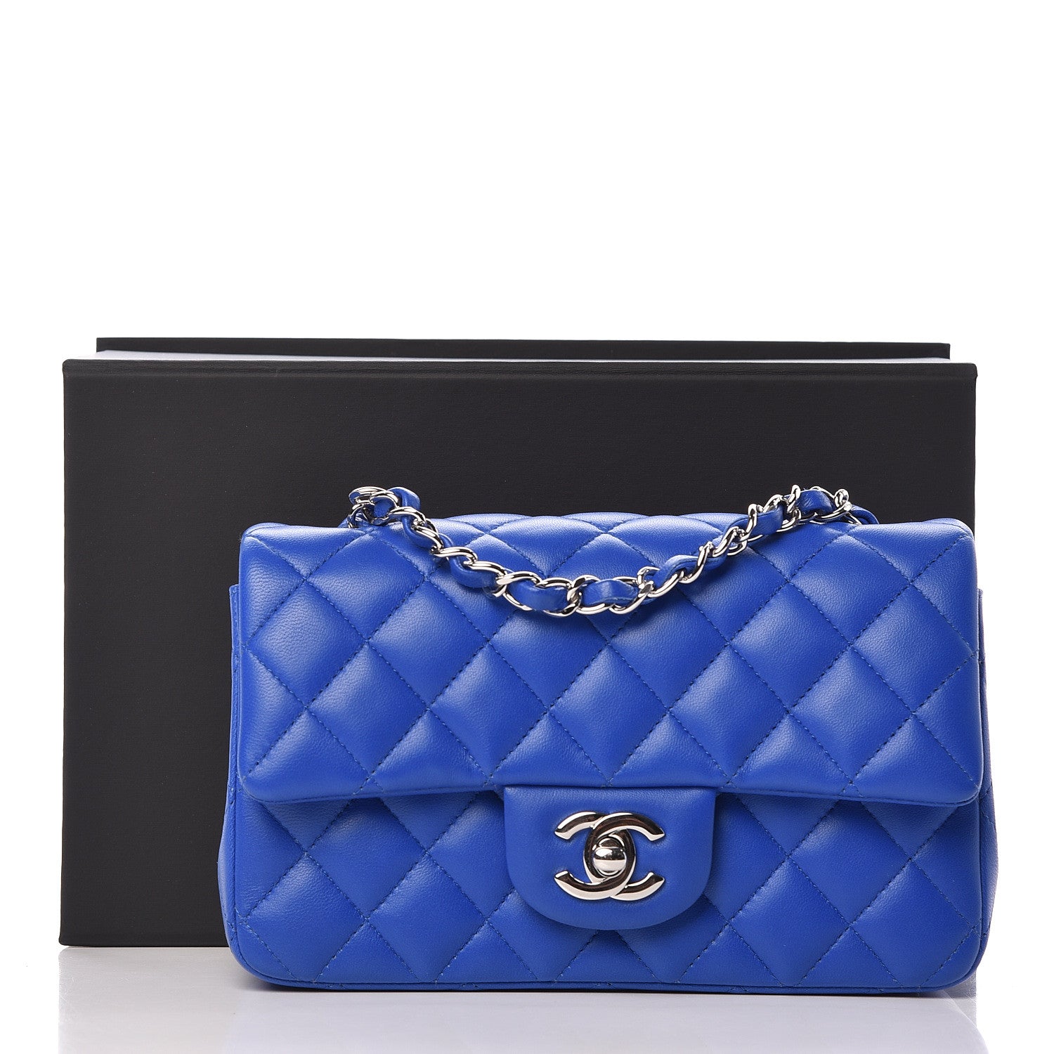 Chanel Lambskin Quilted Mini Rectangular Flap Blue 10 of 10