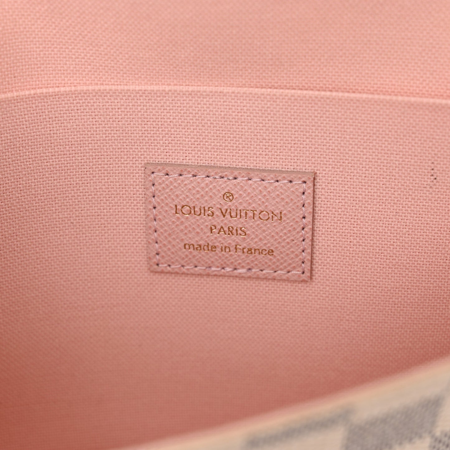 Damier Azur Pochette Felicie Chain Wallet Rose Ballerine