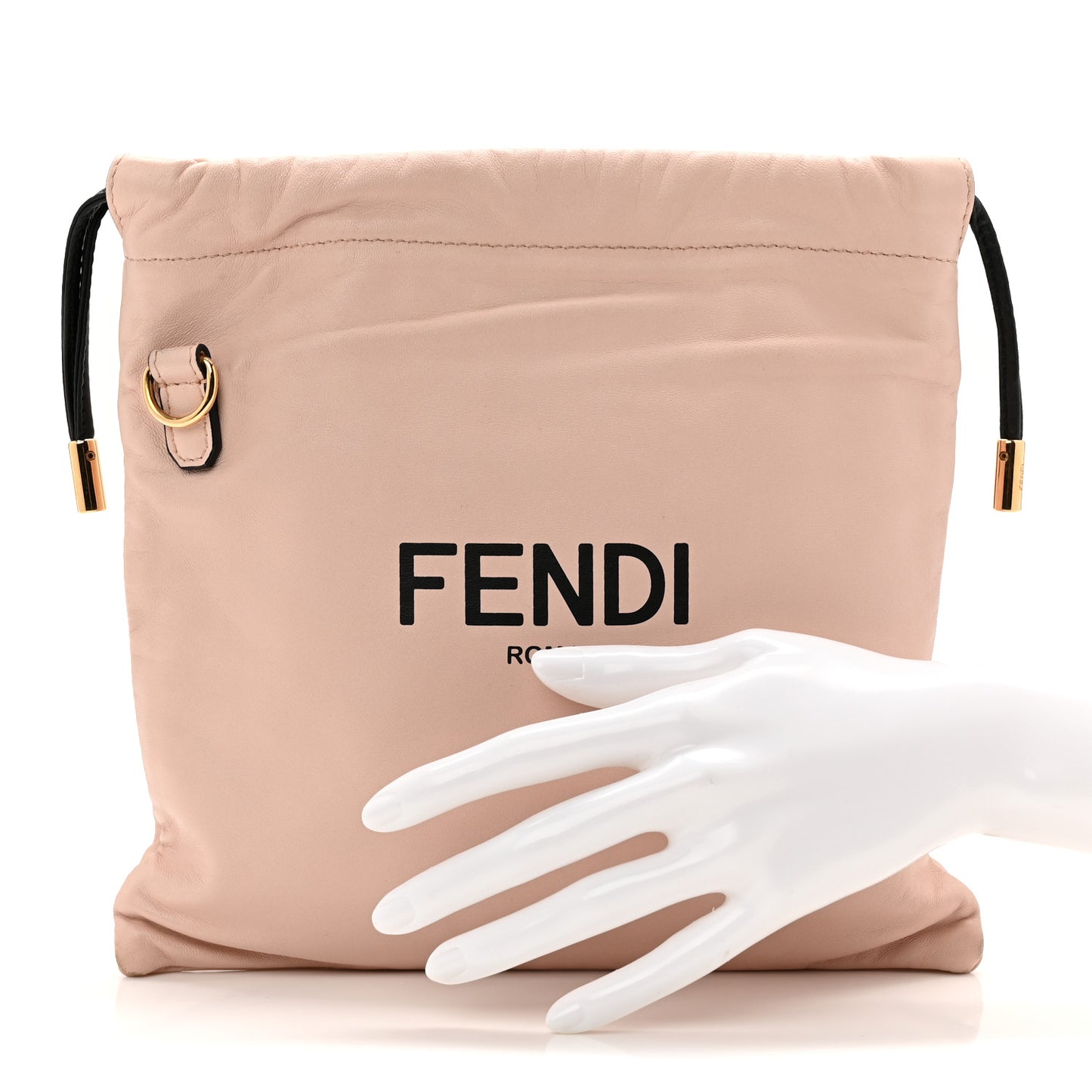 Soft Nappa Logo Small Drawstring Pouch Bag Rosa Quarzo Black