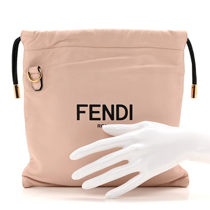 Fendi Soft Nappa Logo Small Drawstring Pouch Bag Rosa Quarzo Black 2 of 7