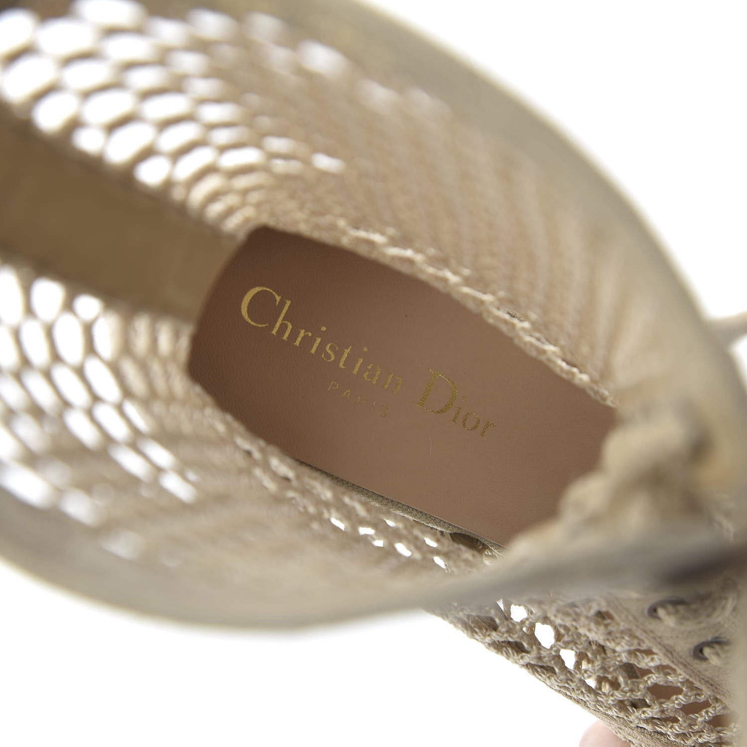Christian Dior Canvas Resille Embroidered Naughtily-D 65mm Wedge Boots 40.5 Cream 7 of 9