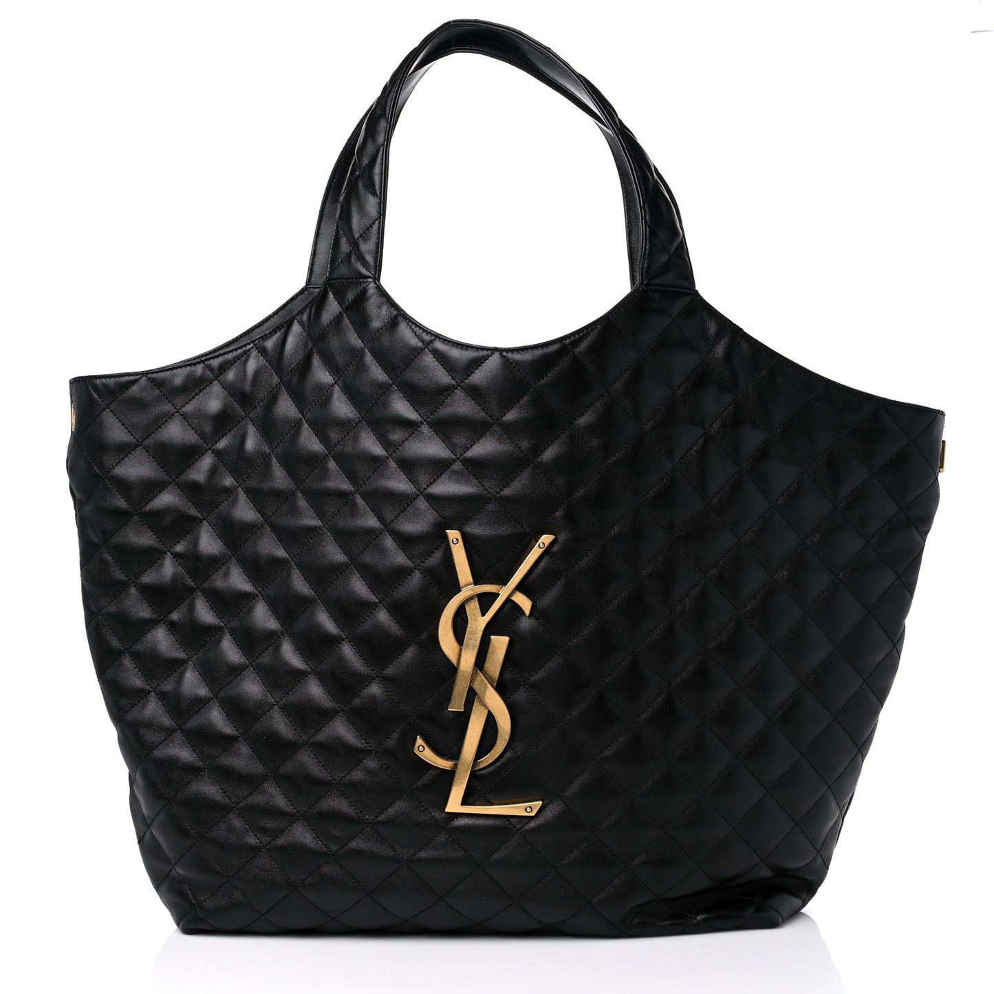 Lambskin Quilted Maxi Icare Shopping Tote Black