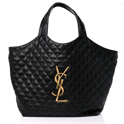 Saint Laurent Lambskin Quilted Maxi Icare Shopping Tote Black 3 of 10