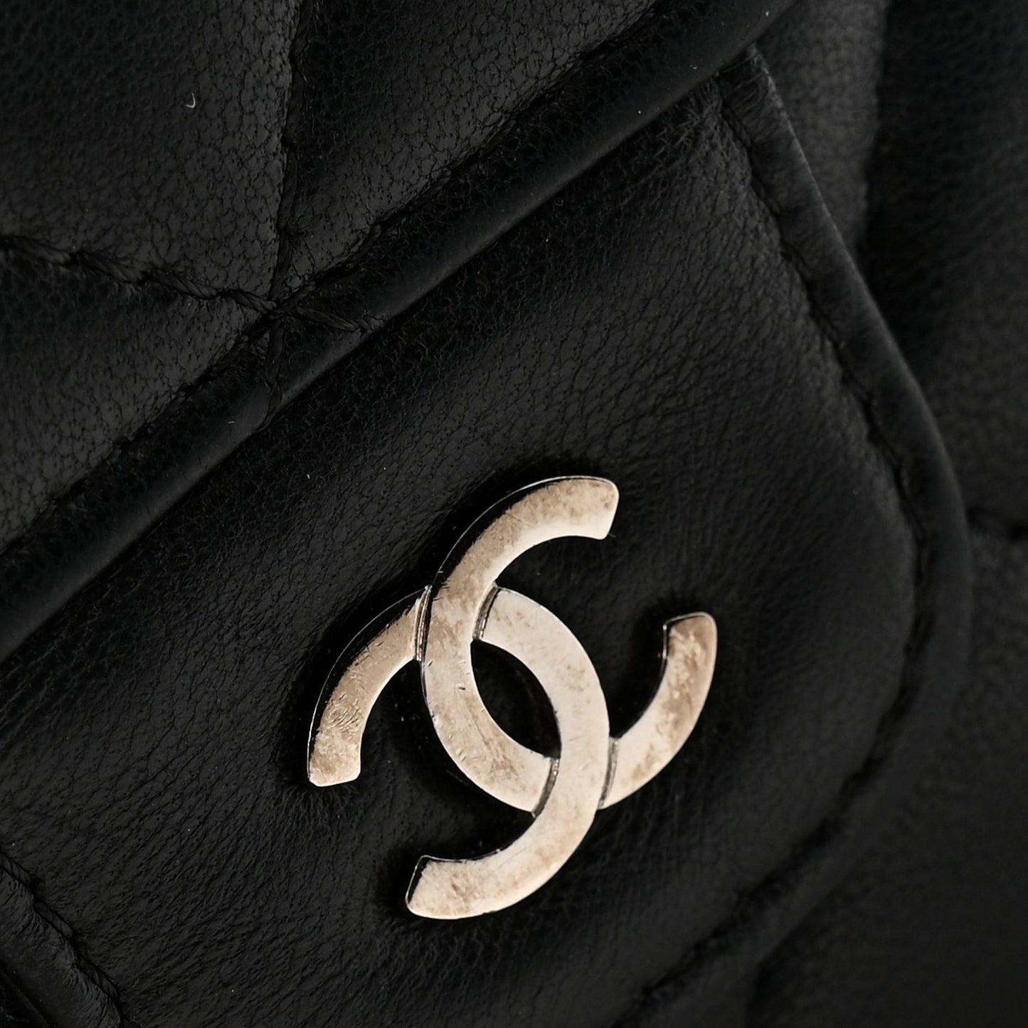 Lambskin Quilted Large Flap Wallet Black