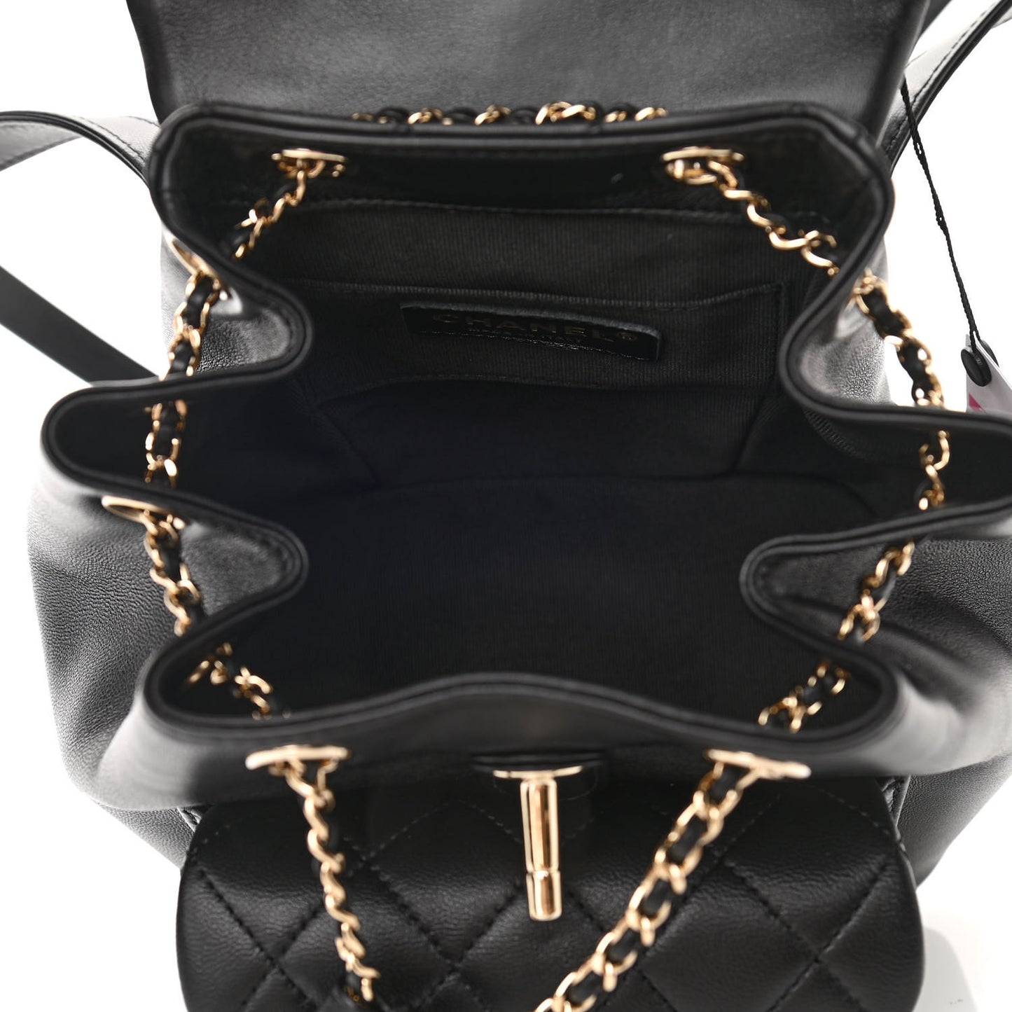 Lambskin Quilted Small Duma Drawstring Backpack Black