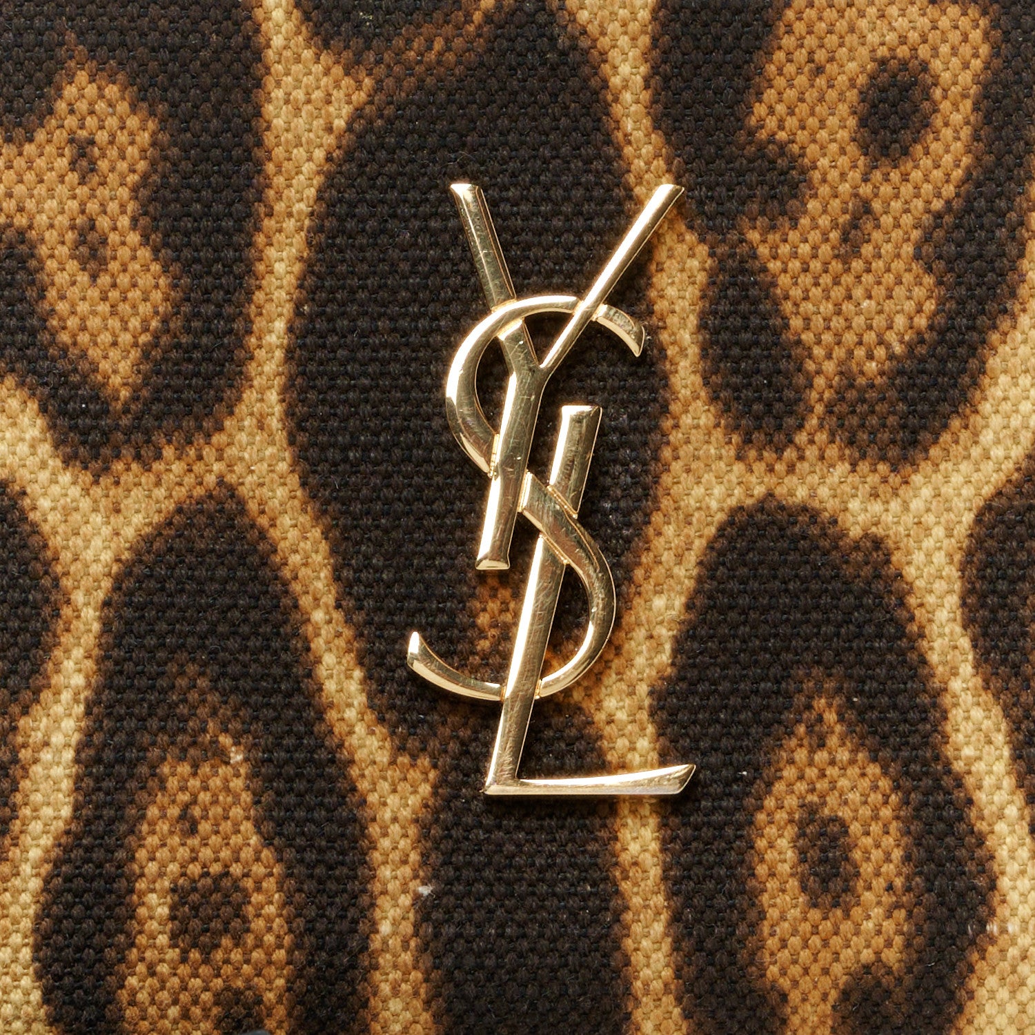 Saint Laurent Canvas Calfskin Leopard Print Monogram Mini Lou Camera Bag Brown 8 of 11