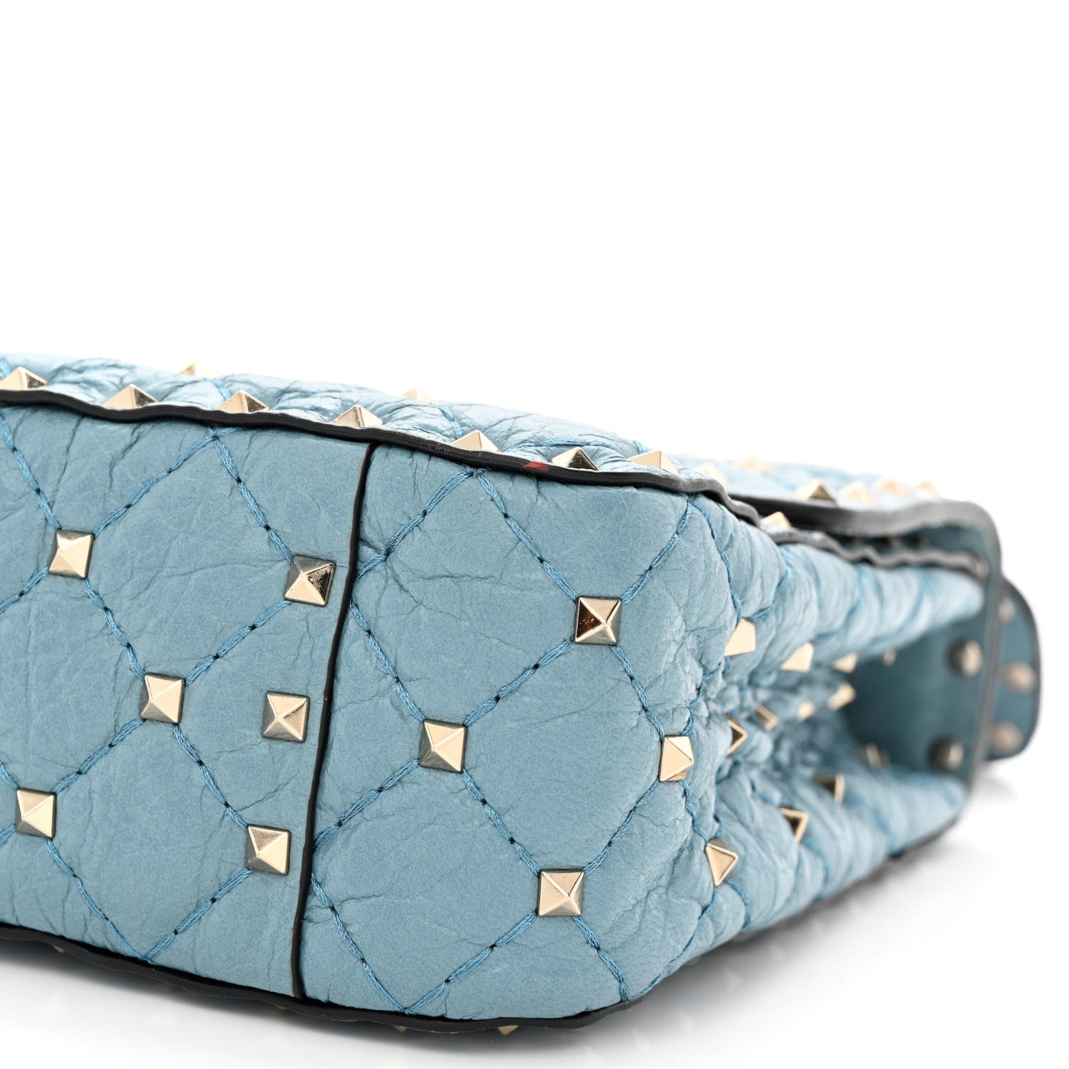 Valentino Garavani Craquele Nappa Medium Rockstud Spike Shoulder Bag Nube 10 of 11