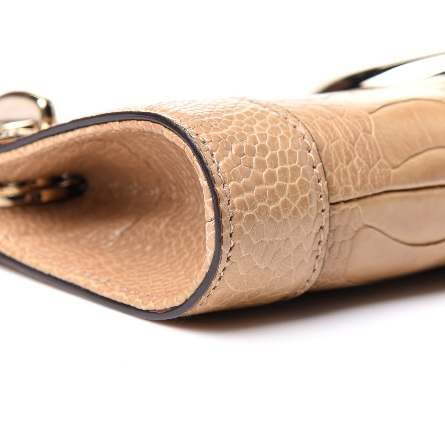 Gucci Ostrich Leg Britt Starlight Clutch Beige 8 of 10